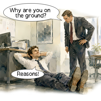 cartoon for the meaning of der Grund as the reason